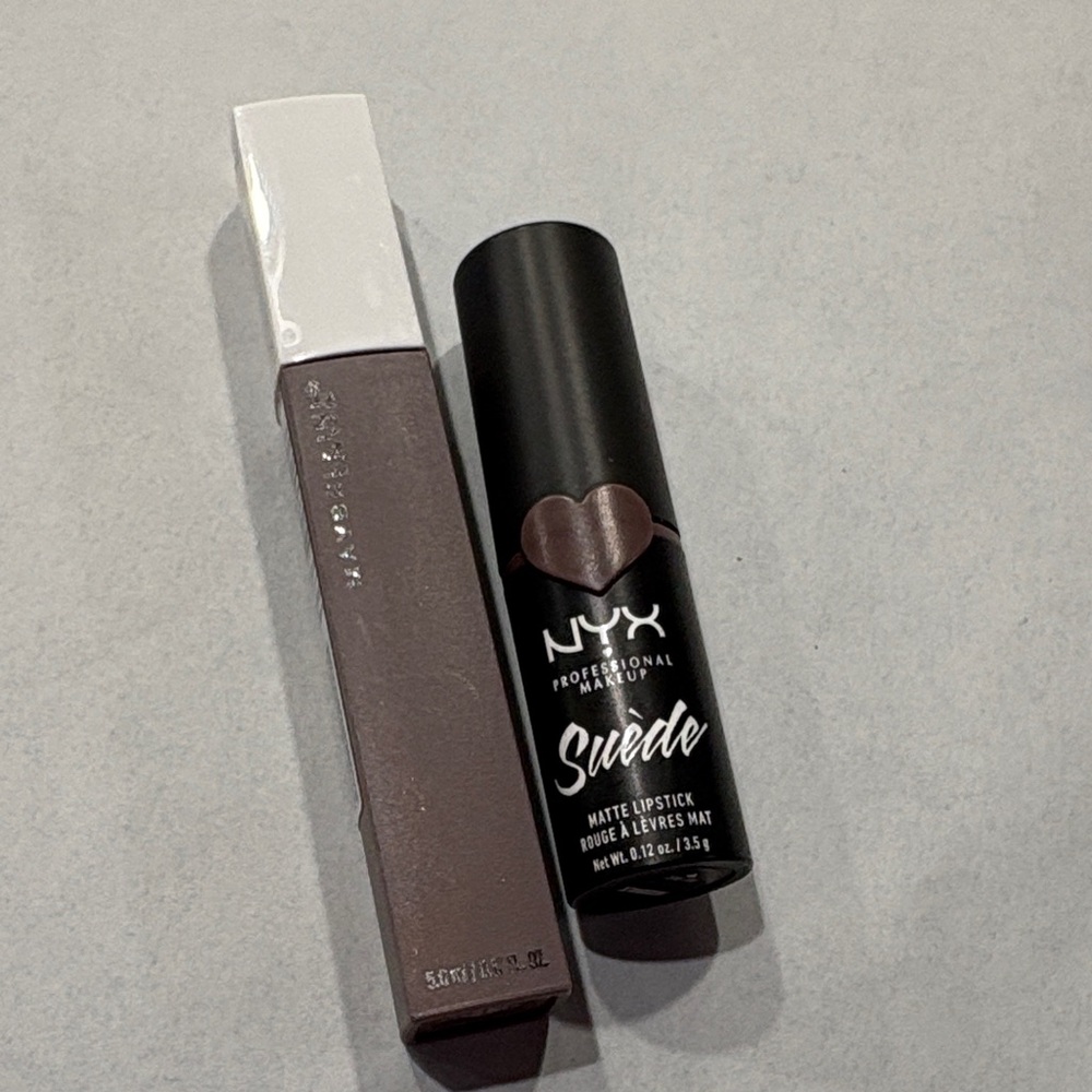 NYX Nyx suede matte lipstick moonwalk  Maybelline super stay Matte Ink huntress